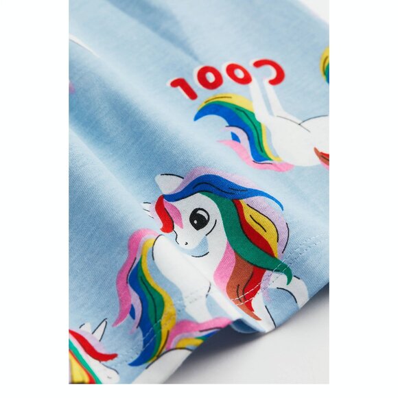 H&M Girls Unicorn Rainbow Patterned Long Sleeve Jersey Dress - Picture 4 of 4